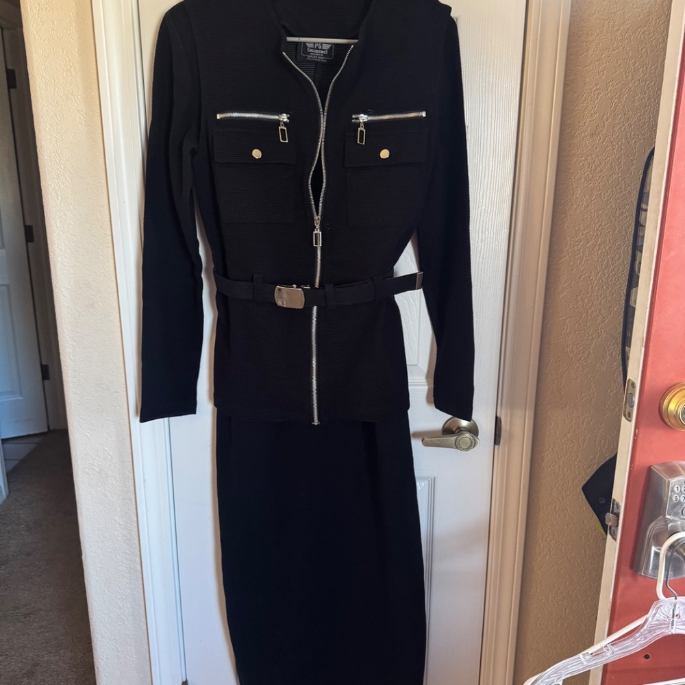 PG collections Long elegant black dress sz 12 - Picture 3 of 7